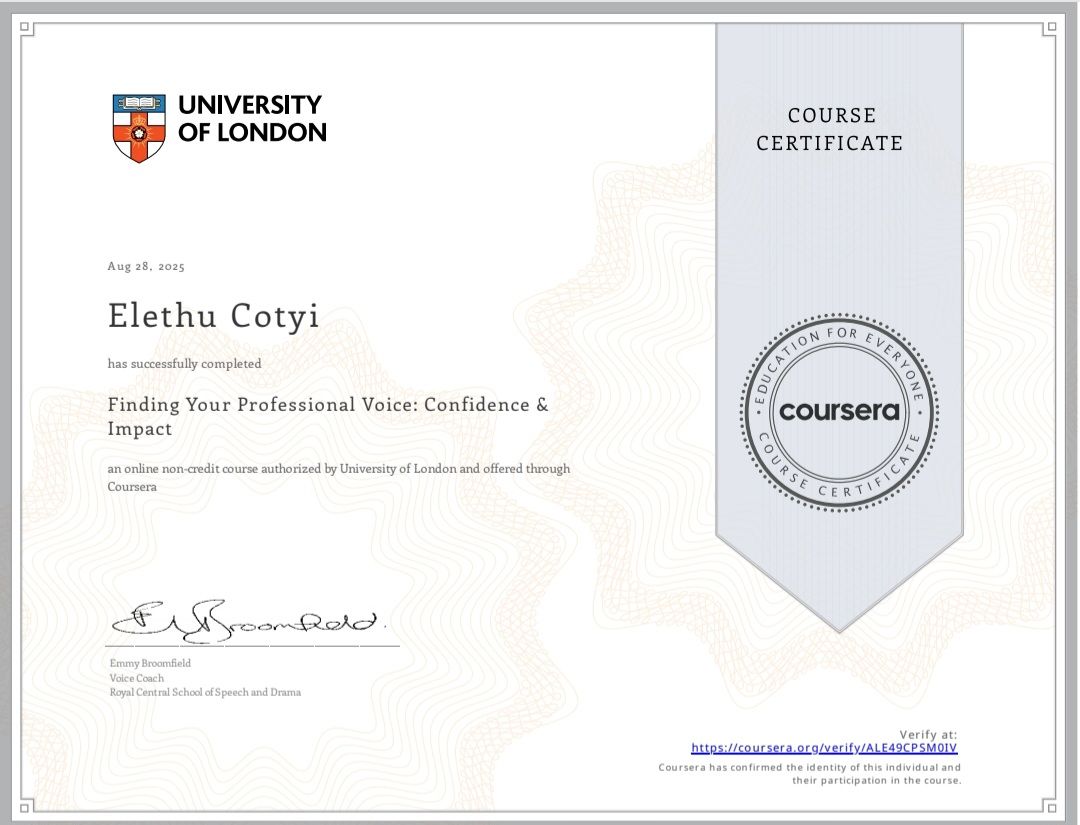 Professional Voice Certificate